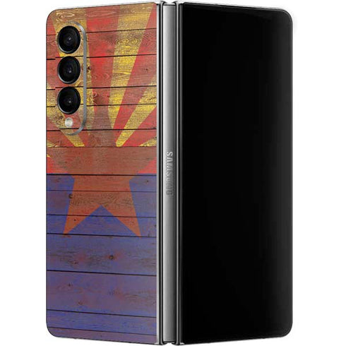 Arizona Flag Dark Wood Galaxy Z Fold4 5G Skin